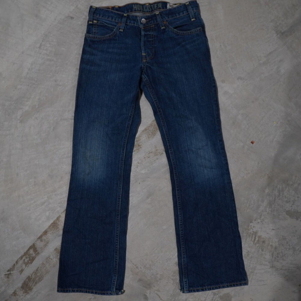 Hollister Boomer Low Rise Slim Boot Jeans Mens 30x30 Dark Wash Y2K Bootcut Denim
